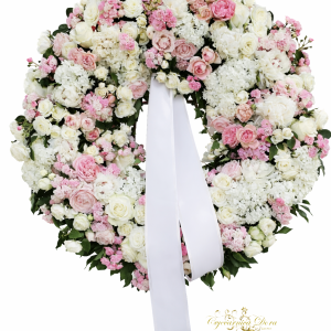 Svjetlo rozo - bijeli puni vijenac