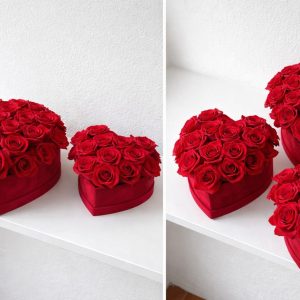 Ruže u kutiji u obliku srca